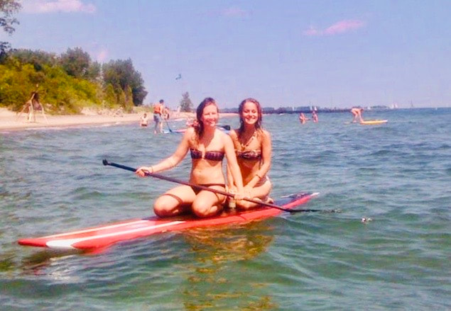 lake ontario water gets warm in july and you could go swimming while paddling sup board.