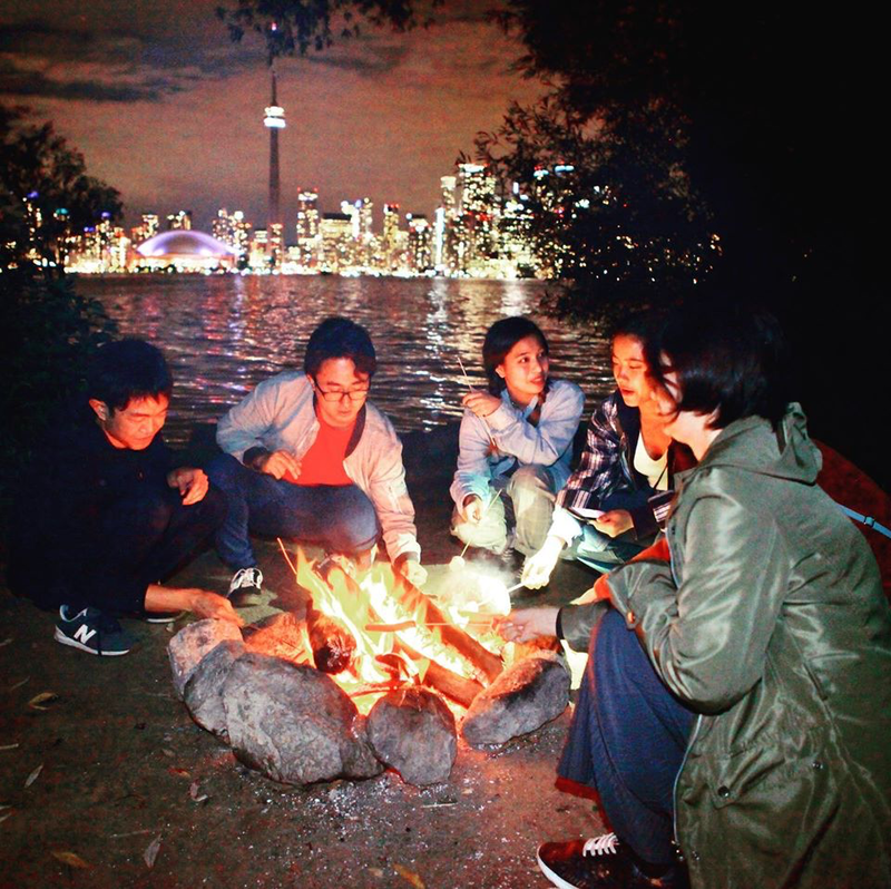 reserve a fire pit on toronto islands for group bonfire activities.
